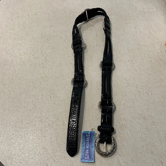 Brighton Black Leather Belt with Silver Plated Hardware Size 40 - Picture 5 of 10